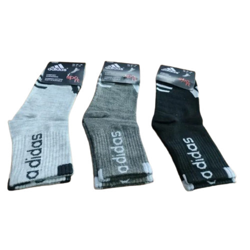 Men's Quarter Length Printed Socks - Medium Size, Breathable Cotton Blend, White, Grey, and Black Colors, Ideal for Spring and Winter