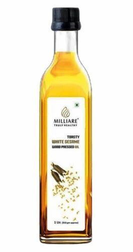 Milliare Wood Pressed Sesame Oil - 1 Litre Plastic Bottle Organic Cultivation 99% Purity 12 Months Shelf Life Ideal for Cooking