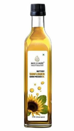 Milliare Wood Pressed Sunflower Oil - 1 Litre Plastic Bottle, Organic Cultivation, 99% Purity, Fresh with 12 Months Shelf Life, Ideal for Cooking