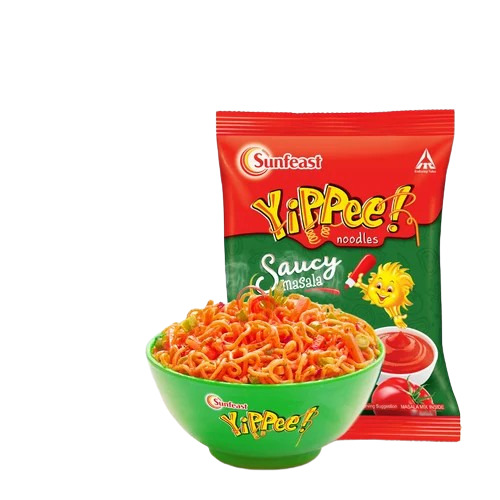 Noodles Packaging Pouch - PET Material, 6x4 Inches Size, Multicolour Design, Glossy Finish, Pillow Pouch with Heat-Sealed Closure