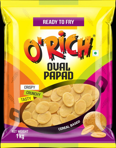 Orich Oval Papad - Crispy Crunchy Vegetarian Snack | Ideal for Adults & Children Salty Flavor Food Grade