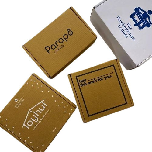 Printed Die Cut Boxes - Single Wall 3 Ply Virgin Kraft Paper, 5-10 Kg Capacity, Brown Color | Biodegradable, Type B Flute, Silkscreen Printing