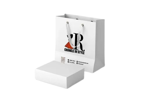 Paper Shopping Bags - 16x12 Inches | Biodegradable, Moisture Proof, Recyclable, Printed Design, Rope Handle, Maximum Load 2 Kg