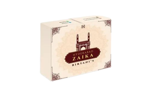 Biryani Box - Cardboard 8x7x2.5 Inches | Multi Color Printing, Food Grade With Lamination