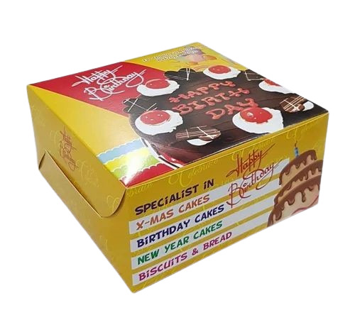 Cake Packaging Box - Square Multi-Color Paper Design | Customized, Printed, Ideal for Presenting Delicious Cakes