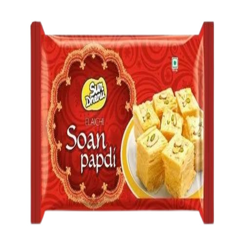 Elaichi Soan Papdi - 500 Grams, Soft and Sweet Yellow Square Delicacy