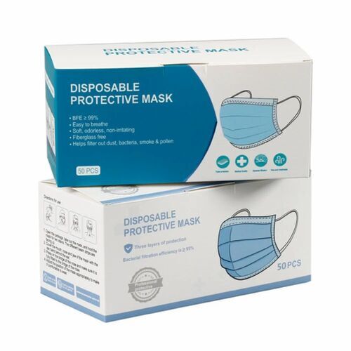 Face Mask Packaging Box - Paper Material, Multi Color Design | Printed Artwork for Attractive Presentation