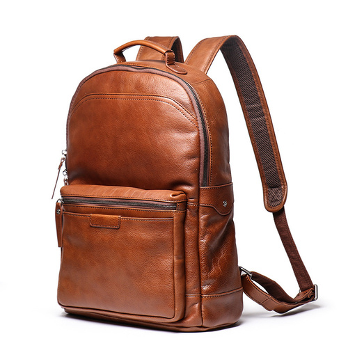 Leather School Bag - Color: Brown