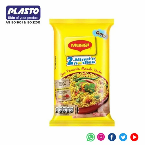 Maggi Noodles Packaging Pouch - Plastic, Printed Multicolour Design | Durable, Flexible, Eco-Friendly Material