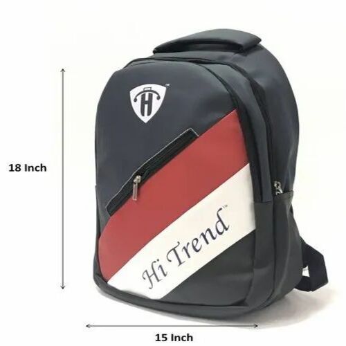 Multicolor College Bag - Polyester Material Moisture Proof Design Grey Color | Zipper Top Closure Premium Quality Backpack for School Use
