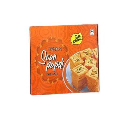 Orange Soan Papdi - Soft and Sweet Square Delicacy | 500 Grams of Yellow Indulgence