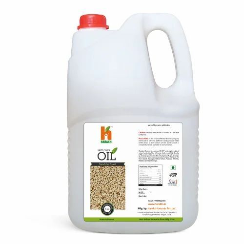 5 Ltr Harakh Naturals Cold Pressed Safflower Oil - Organic, 100% Purity, Cold Pressed Processing , Ideal for Cooking and Food Use, 1 Year Shelf Life