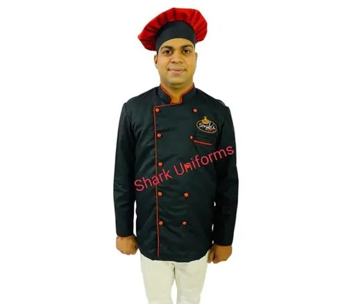 Chef Coat - Plus Size, Black Crepe Fabric | Comfortable Fit, Breathable Material, Stain-Resistant Coating, Adjustable Sleeves, Double-Breasted Style, Easy to Clean, High-Quality Stitching, Stylish Appearance