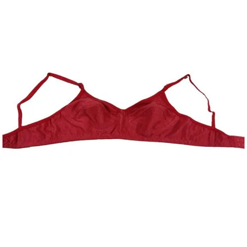 Cotton Red Plain Bra - Non Padded, Size 32B | Comfortable Daily Wear with Regular Straps, Designed for Women