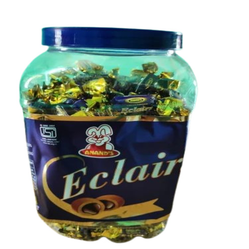 Eclairs Candy - Solid Chocolate Flavor, Sweet Round Eggless Delight | Good Flavor, Indulge in a Sweet, Chocolatey Experience
