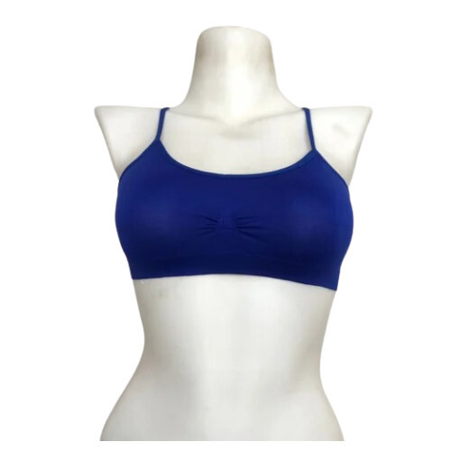 Ladies Padded Cotton & Spandex Air Bra - Size 28A, Full Coverage Round Neckline, Daily Wear Comfort in Blue
