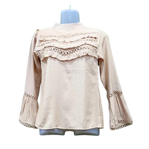 Ladies Cotton Top - XXL Size, Peach Color | Comfortable Band Collar Design for Daily Summer Wear
