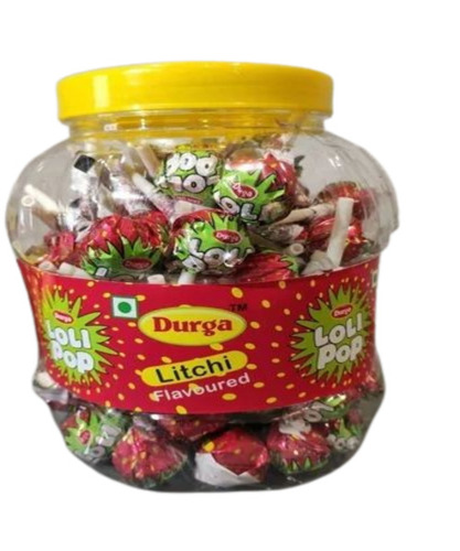 Litchi Flavor Lollipop - Solid Candy, Round Shape, Eggless | Sweet Taste, Pack Size: 60 Pcs, 9 Months Shelf Life