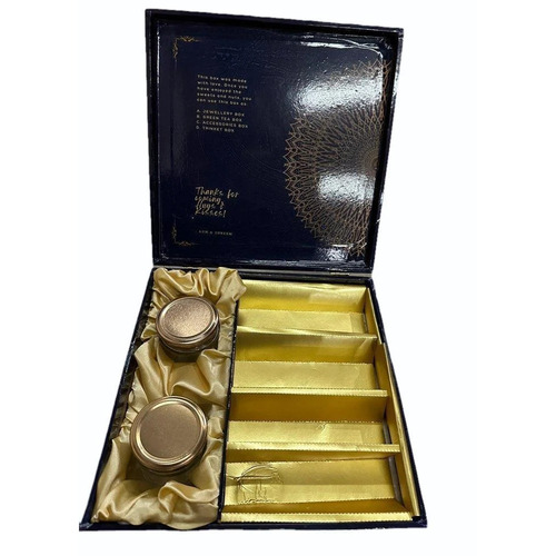 MDF Trunk Gift Box - 250 gms Capacity 2 Compartments | Square Shape Ideal for Gifting Made from Durable MDF Material