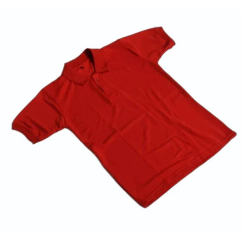 Cotton Polo T-Shirt - M Size, Bold Red Color, Short Sleeves | Soft and Breathable Fabric for Casual Wear