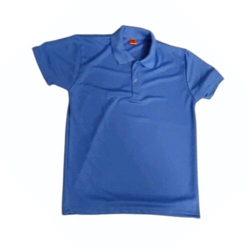 Sky Blue Plain Polo Men T Shirt - Polyester Fabric, M Size, Short Sleeve Style | Durable, Lightweight, Casual Wear Ideal for Jeans or Trousers