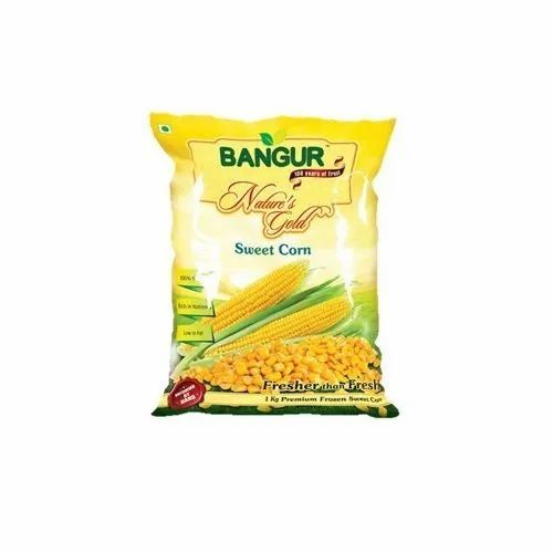 Sweet Corn Packaging Pouch - LDPE, Pillow Pouch, Glossy Finish, Multilayer Lamination | Moist Proof, Heat Sealed, Rotogravure Printed Design