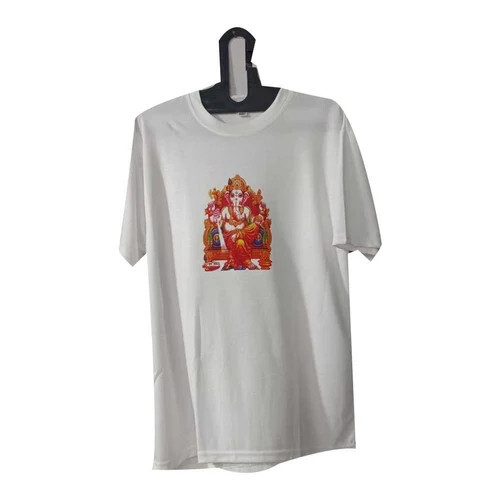 Cotton Half Sleeve T-Shirt - L Size White Color | Stylish Printed Design Breathable Comfort