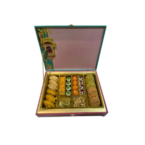 Wooden Sweet Gift Box - Customized Printed Design Multicolor Wooden Material with Square Shape and Multiple Compartments
