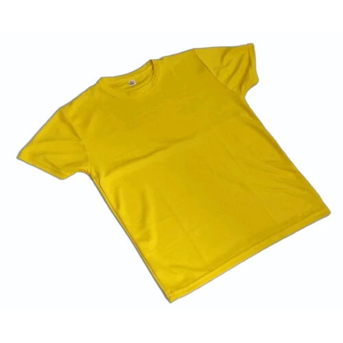 Yellow Round Neck Men Cotton T Shirt - Cotton, M Size, Bright Yellow Color | Soft, Breathable Fabric, Classic Plain Design, Half-Sleeve Style