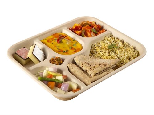 10 Inch Rectangular Bagasse Disposable Plate - Material: Paper