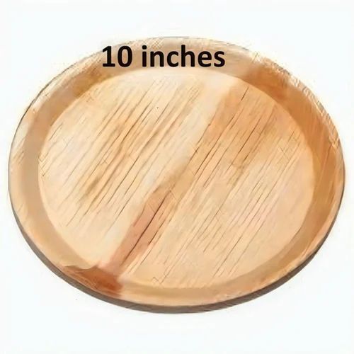 10 Inches Brown Areca Leaf Plates - Made from Eco-Friendly Areca Leaf, Round Shape, Hygienic for Events and Parties, Packaged in Convenient Packet