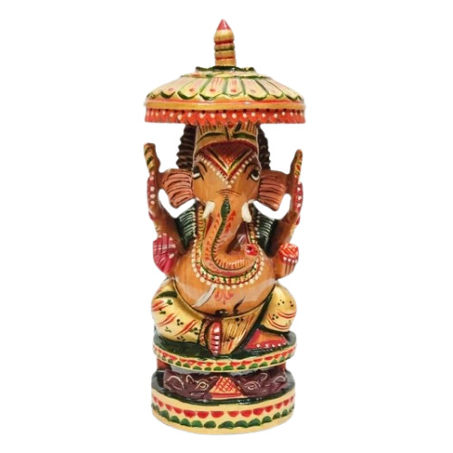 Engineered Wood Ganesh Statue - 7x3 Inch, Polished Finish | Durable, Eco-Friendly, Religious Style