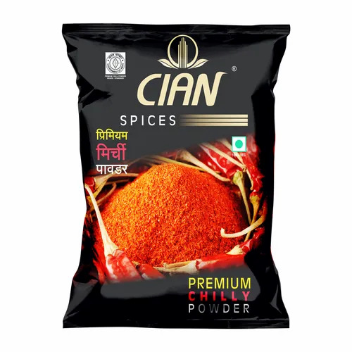 Chilly Powder Packaging Pouch - Plastic Material Multicolour Printed Design | Ideal Packaging Solution for Spices and Seasonings