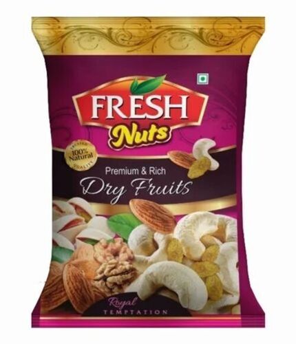 Dry Fruits Packaging Pouch - Plastic Material, Multicolour Printed Design | Versatile Usage for Secure and Attractive Packaging