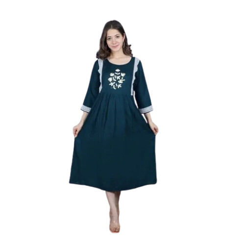 Midi Dress - Cotton, Knee-Length, Embroidered Patterns | Breathable Fabric, Stylish Design, All-Day Comfort