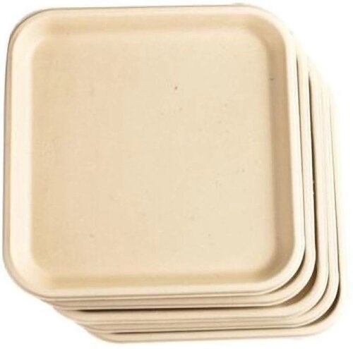 6 Inch Square Bagasse Disposable Plate