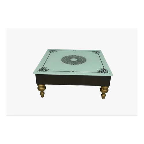 Glass Top Teak Wood Center Table