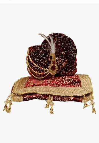 Groom Turban - Cloth Material, Customizable Size, Dark Red Color | Rich Fabric, Elegant Design, Soft Material, Comfortable Fit, Intricate Embroidery, Vibrant Colors, Royal Appearance