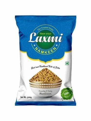 Namkeen Packaging Pouch - LDPE Material, 6x4 Inches, Multicolour, Glossy Finish, Heat-Sealed, Multi-Layer Lamination, Printed Rotogravure Design