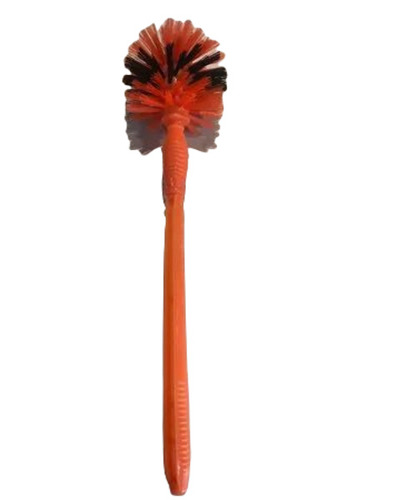 Plastic Bathroom Toilet Brush - Durable Plastic, Standard Size, Orange Color | Double-Sided Bristle Style, Easy to Use, Easy to Clean