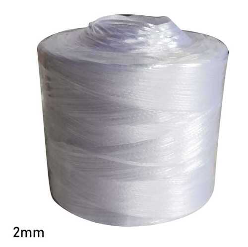 Plastic Twine - 2 mm, 3 Ply, Light In Weight, Tear-Resistant, Flat Shape, Braided Texture, White Color | Durable, Fine Finished, Very Good Quality