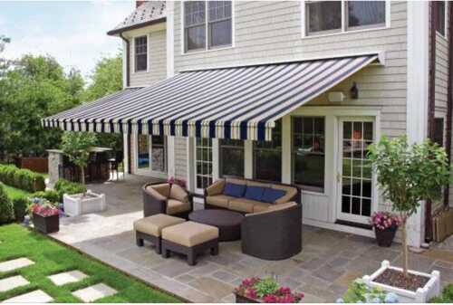 Retractable Awning - Acrylic Material, Rectangular Shape, Multi Color | Manual Operation, Customized Design, Printed Style, Single Layer