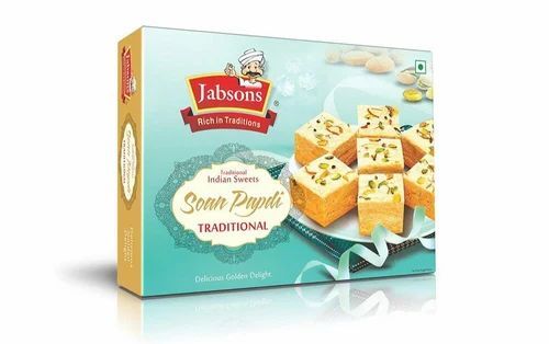 Soan Papdi Packaging Box - Multi Color Printed Design | Paper Material Ideal for Festive Gifting