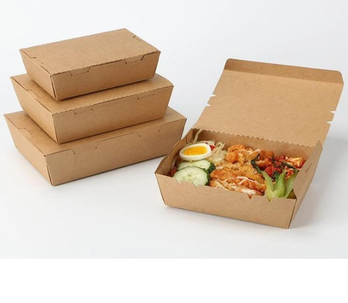 Cardboard Food Packing Box - Kraft Paper, Brown, Rectangle | Recycled, Eco Friendly, Food Use