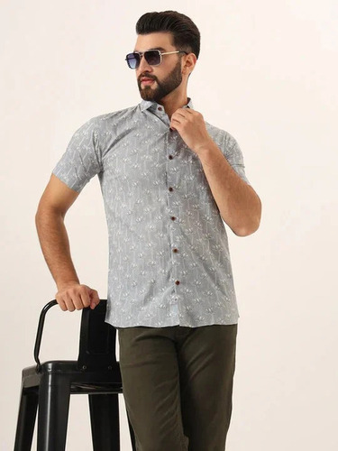 Mens Printed Casual Shirts - Cotton Blend Size 42/M/S/XS | Button Down Collar Lightweight Breathable Anti-UV Full Sleeves Trendy Prints