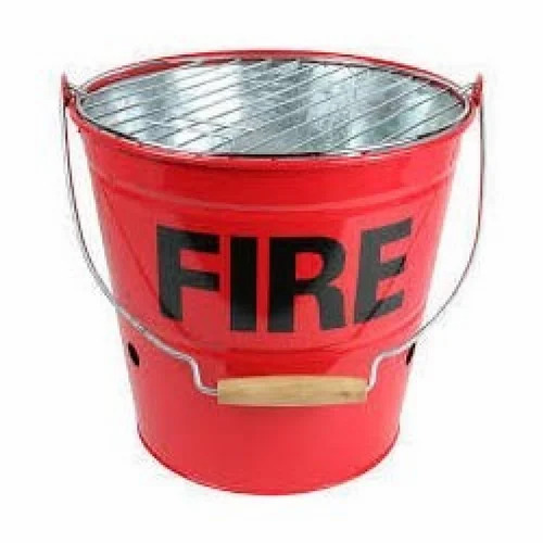 Metal Fire Bucket - Mild Steel, 5 Litre Capacity, Oval Shape, Multicolour | Suitable for Office, Industry, Mall, and Factory Use