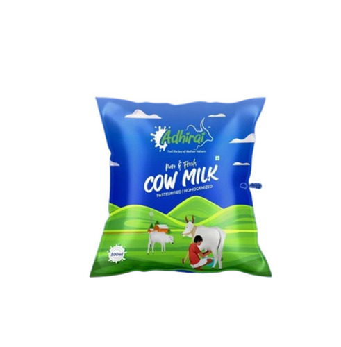 Milk Packaging Pouch - LDPE, 0.5 L, 6x4 Inches, Multi Color, Printed Design, Customizable | 2 Sealed Pouch, Single Layer Lamination, Flexographic Printing