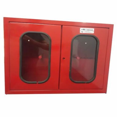 Mild Steel Double Door Hose Storage Box - 750mm X 600mm X 250mm Powder Coated Red Finish Holds 2 Hose Pipes and 1 Branch Pipe Ideal for Office and Industry