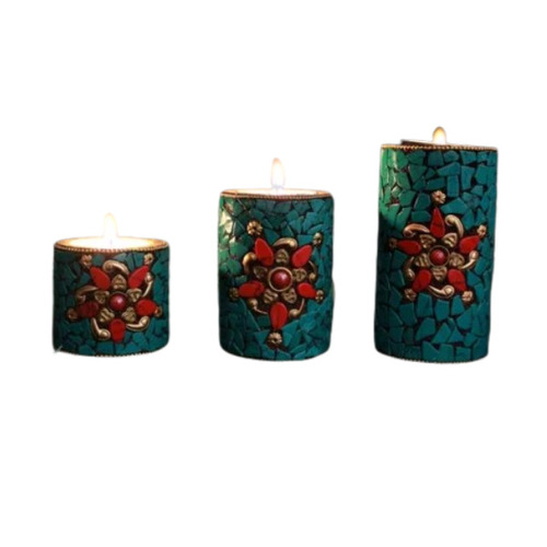 Wooden Candle Holder Set Of 3 - Cylindrical Shape, Polished Finishing | Handmade Wooden Design for Elegant Home Decoration