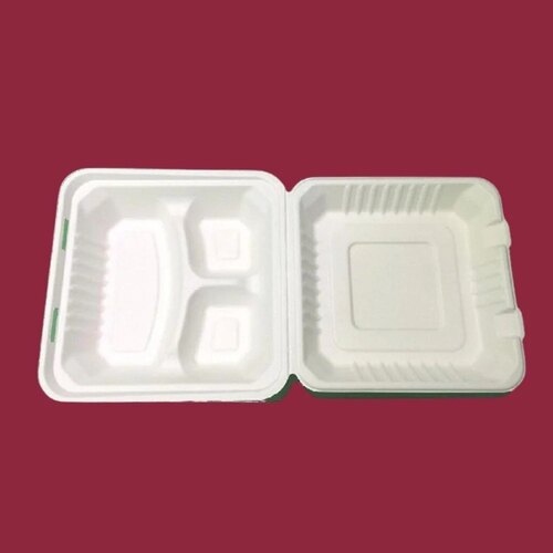 350G Sugarcane Bagasse Clamshell Container - Product Type: Food Packaging Boxes